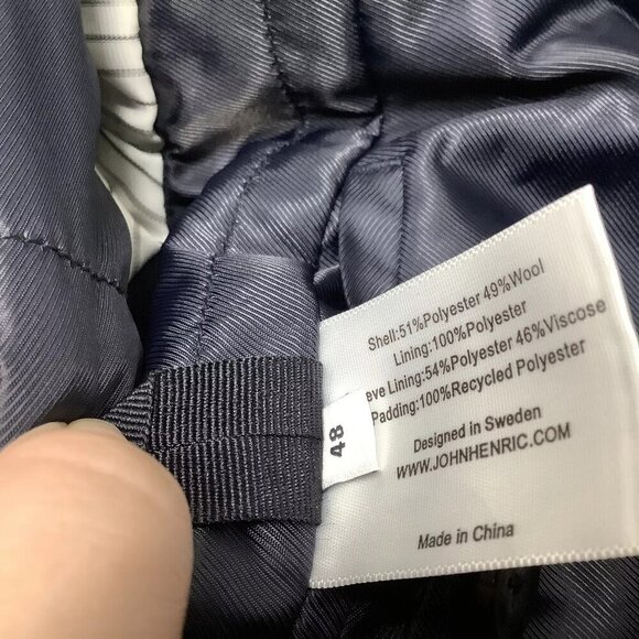 NEW JOHN HENRIC Men's Coat Elvas Wool Blend Navy Blue Size 48/US 38 - Picture 7 of 7